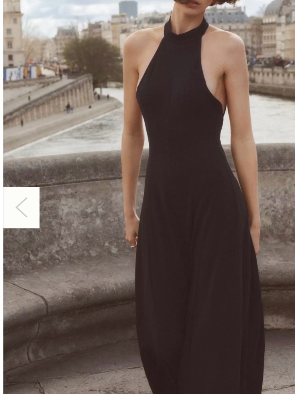 Anthropologie Black Halter Backless Maxi Dress